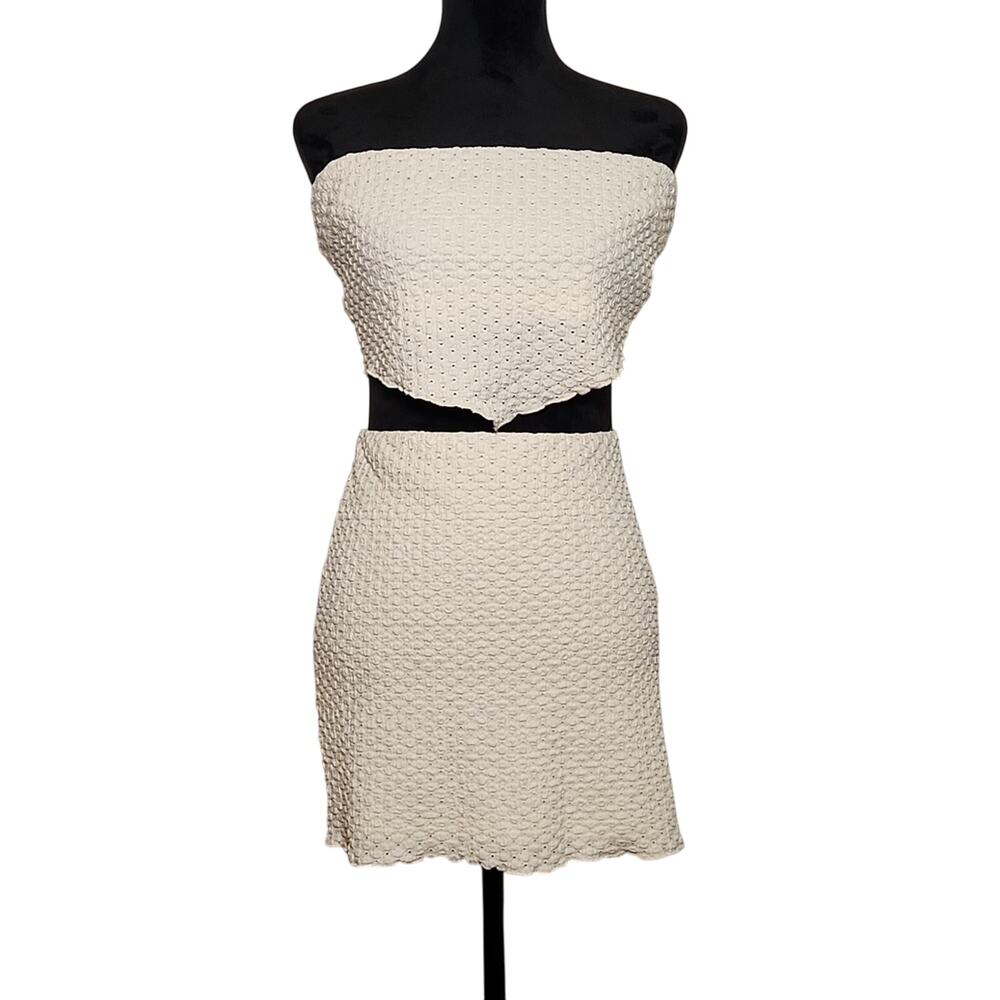 LE LIS NWT 2Pc Knit Scarf Tube Top and Mini Skirt, Size Large